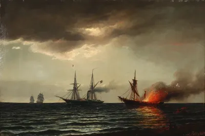 The steamer Hekla catching up with von der Tann in the battle of Neustadt