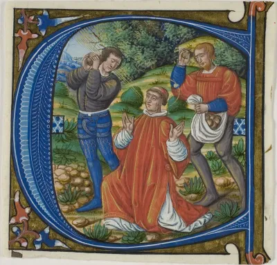 The Stoning of Saint Stephen in a Historiated Initial "A" or "C" from a Gradual