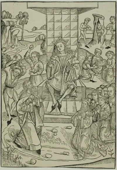 The Stoning of Zacharias and Isaias, page 9 from the Treasury (Schatzbehalter)