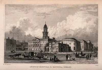 The street in front of the Lying-in Hospital and Rotunda, Dublin, Ireland