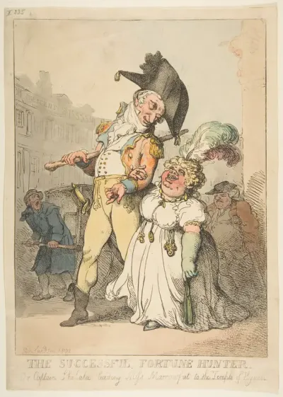 The Successful Fortune Hunter, or Captain Shelalee Leading Miss Marrowfat to the Temple of Hymen