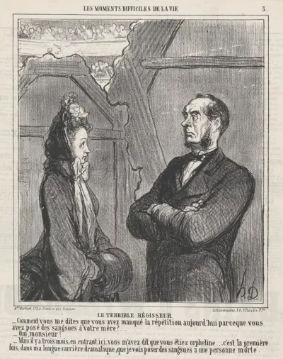 The terrible director, from 'The difficult moments in life,' published in Le Charivari, April 2, 1864