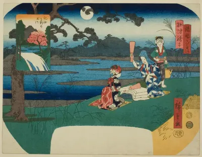 The Toi Jewel River in Settsu Province (Settsu Toi) and the Koya Jewel River in Kii Province (Kii Koya no Tamagawa), from the series "Six Jewel Rivers in Various Provinces (Shokoku Mu Tamagawa)"