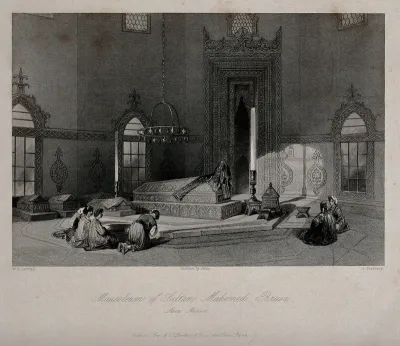The tomb of Sultan Mehmed I in his mausoleum (the Green tomb) at Brusa, Turkey
