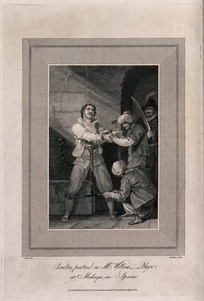 The torture of William Lithgow in the dungeons of the Inquisition in Malaga in 1620