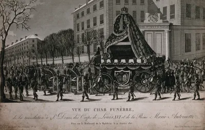 The transfer of the coffins of King Louis XVI of France and his wife, Queen Marie Antoinette, to the church St