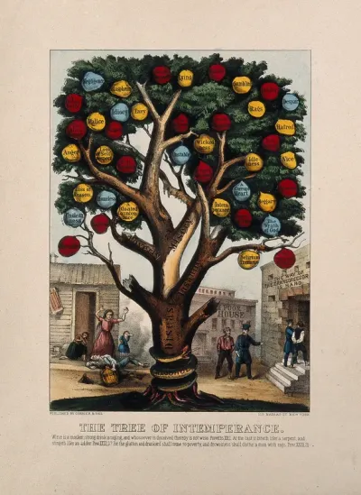 The tree of intemperance, showing diseases and vices caused by alcohol
