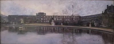 The Tuileries Palace after the fire of 1871, seen from the Grand Bassin in the garden