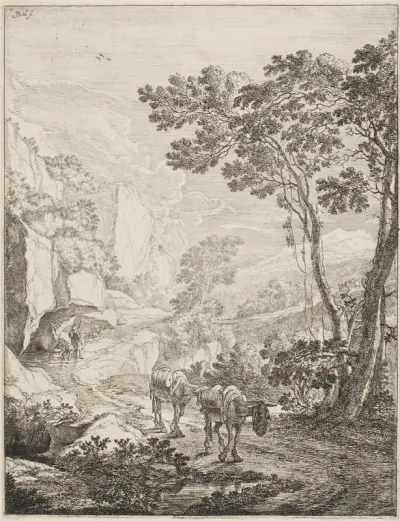The Two Mules, from a set of four Italian Landscapes
