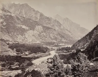 The Upper Himmalayahs. View in the Buspa Valley from Sangla