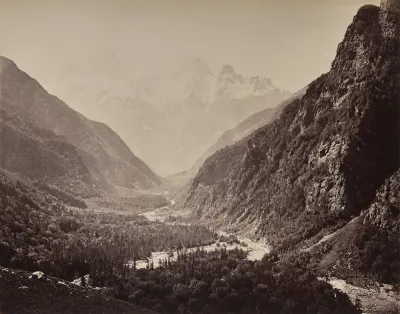 The Upper Himmalayahs. View of Valley from Fallaldasa with Srikanta Peaks in the Distance