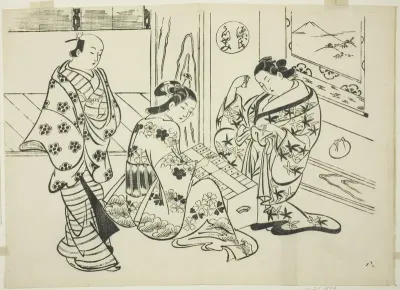 The Utsusemi Chapter from "The Tale of Genji" (Genji Utsusemi), from a series of Genji parodies