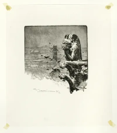 The Vampire of Notre-Dame, plate nine from Le Long de la Seine et des Boulevards