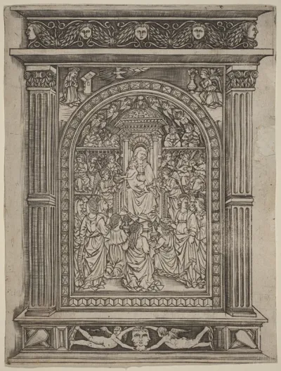The Virgin and Child Enthroned, with Angels and Saints