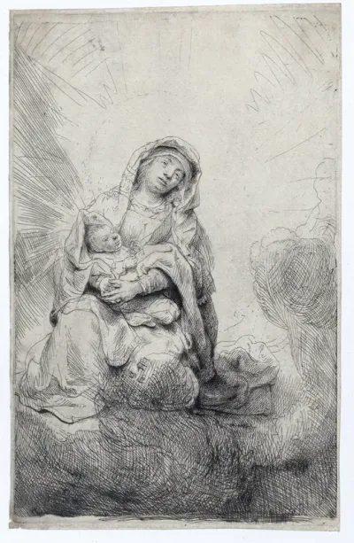 The Virgin and Child in the clouds