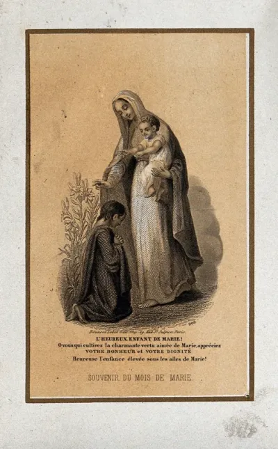 The Virgin and Christ Child blessing a boy