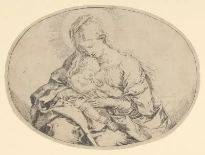 The Virgin holding the infant Christ, an oval composition