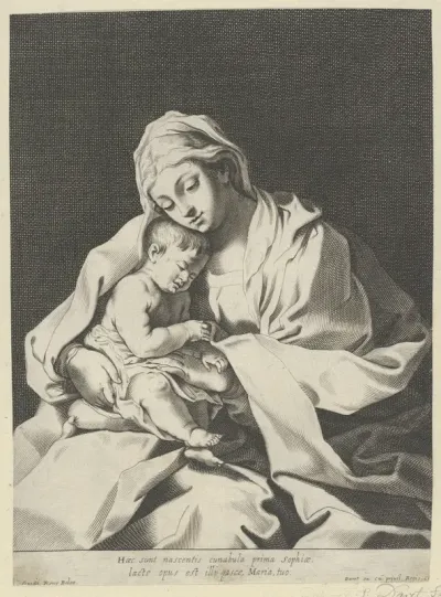 The Virgin holding the infant Christ on her lap, after Reni