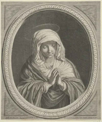 The Virgin in prayer in an oval frame, after Reni