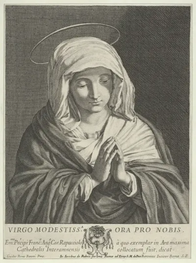 The Virgin in prayer looking down, after Reni