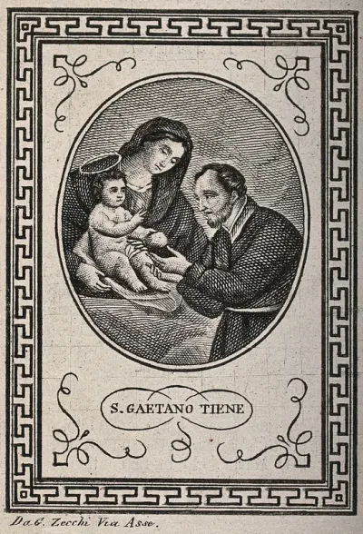 The Virgin Mary presenting the infant Christ to Saint Gaetano