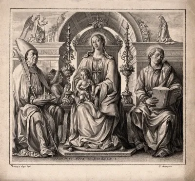 The Virgin Mary with Saint Petronius and Saint John the Evangelist and a donor