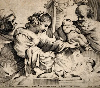 The Virgin Mary with the infant Jesus, Zacharias holds the infant John the Baptist