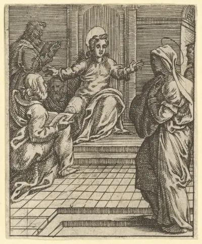 The Virgin of Sorrows: Christ Disputing with the Doctors; one of nine surrounding compartments from the Virgin of Sorrows, now separated
