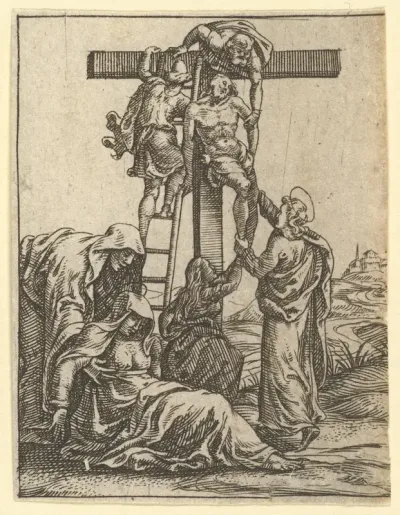The Virgin of Sorrows: The Descent from the Cross; one of nine surrounding compartments from the Virgin of Sorrows, now separated