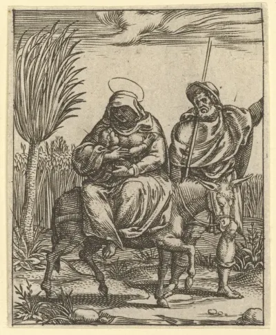 The Virgin of Sorrows: The Flight into Egypt; one of nine surrounding compartments from the Virgin of Sorrows, now separated