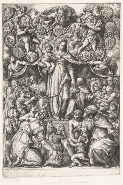 The Virgin of the Rosary with Saint Dominic and a Monk