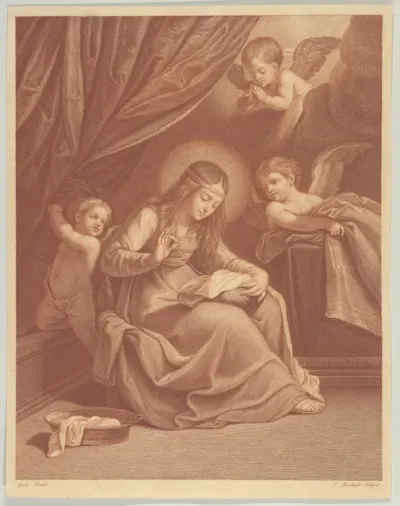 The Virgin Sewing with Two Angels