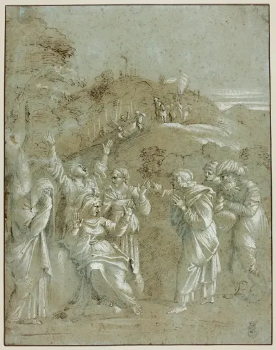 The Virgin, the Holy Women, and Saints John, James and Joseph of Arimathea, with Christ on the Way to Calvary