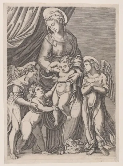 The Virgin, the Infant Christ, Infant Saint John, and Two Angels