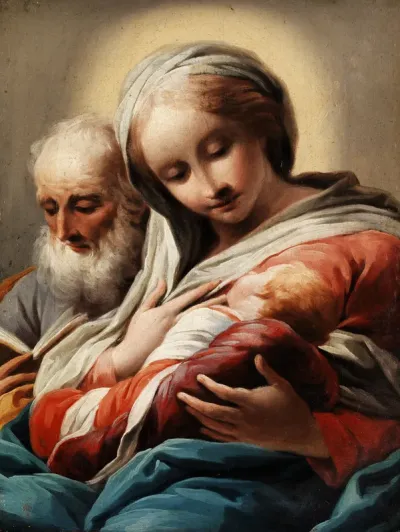 The Virgin with child and St Joseph.