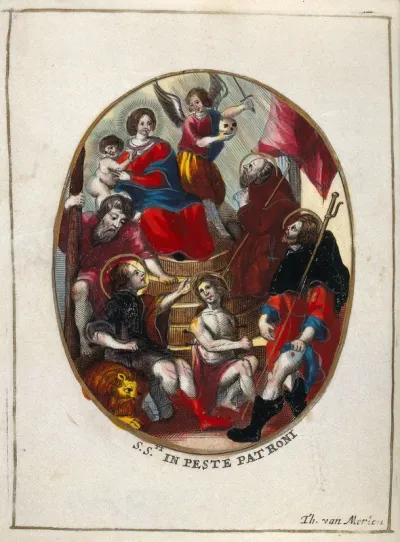 The Virgin with Christ Child, the Archangel Michael and the plague saints, Saint Christopher, Saint Anthony Abbot, Saint Adrian, Saint Sebastian and Saint Roch