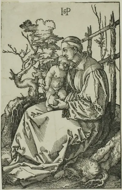 The Virgin with the Pear and Child on the Bank