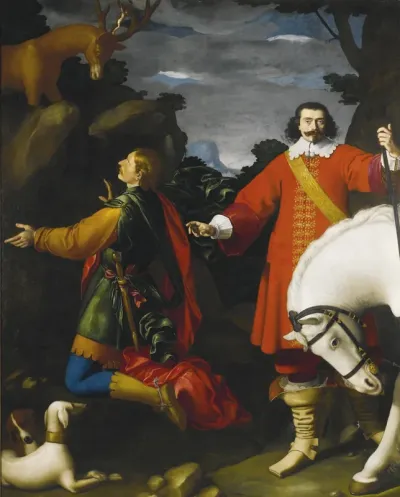 The vision of Saint Eustace, with a portrait of the donor beside his horse