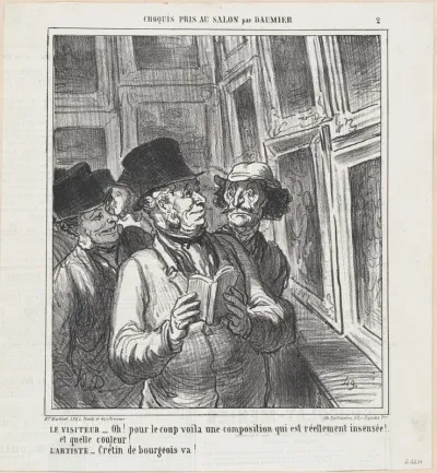 The visitor and the artist, from 'Sketches from the Salon,' published in Le Charivari, May 30, 1864