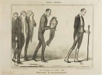 The Waiter in Black Suits. Funeral of the tip box, plate 2 from Croquis Parisiens