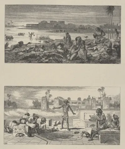 The Water Turned Into Blood–The Boils and Blanes, from "Dalziels' Bible Gallery"
