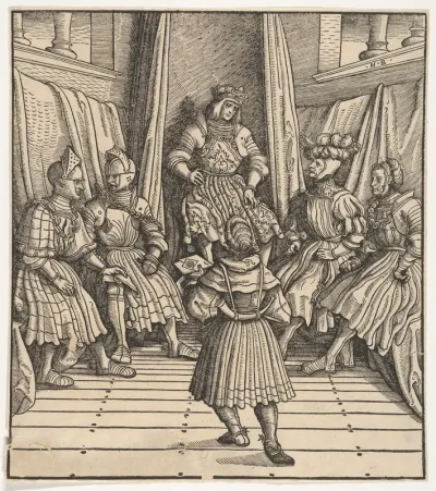 The White King in a Council with the Welsh Party, Receiving a Message, from "Der Weisskunig"