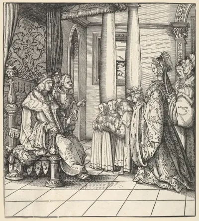 The White King Receiving His Daughter Margaret and the Children of King Philip, from "Der Weisskunig"
