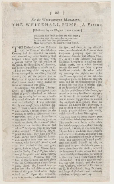 The Whitehall Pump (page from The Westminster Magazine)