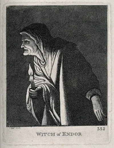 The witch of Endor with a candle