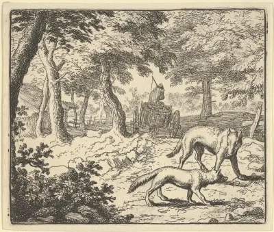The Wolf Accuses Renard of Eating the Fish that He Stole from Hendrick van Alcmar's Renard The Fox