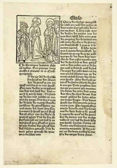 The Woman Healed of an Issue of Blood from Plenarium (also called Deutsche Evangelien und Episteln, or German Gospels and Epistles), Plate 36 from Woodcuts from Books of the 15th Century