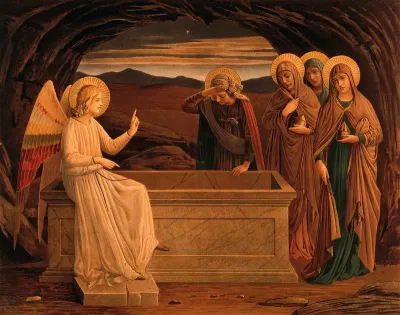 The women at the grave of Christ: anangel tells them that he is risen