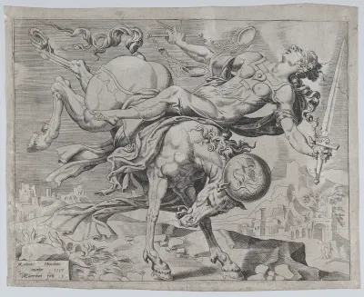 The World Disposing of Justice, from The Unrestrained World, plate 1