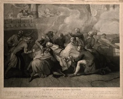 The wounding of Lord Robert Manners on the Resolution, at the battle of Dominica